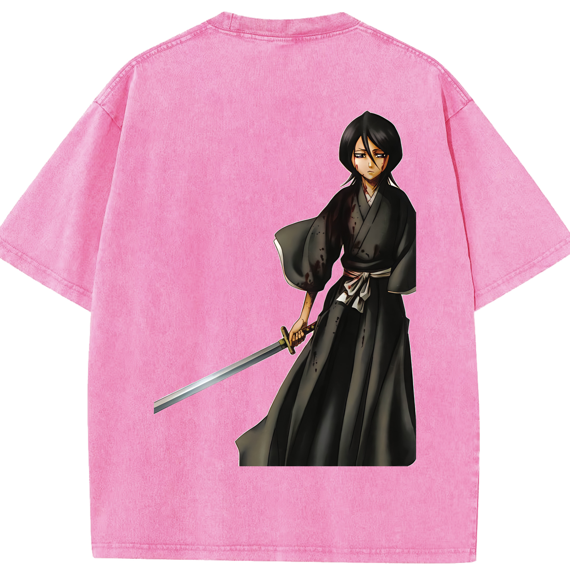 （画像用） ブリーチ 朽木ルキア BLEACH Kuchiki Rukia 綿100% ヴィンテージ風 半袖Tシャツ（背面プリント）